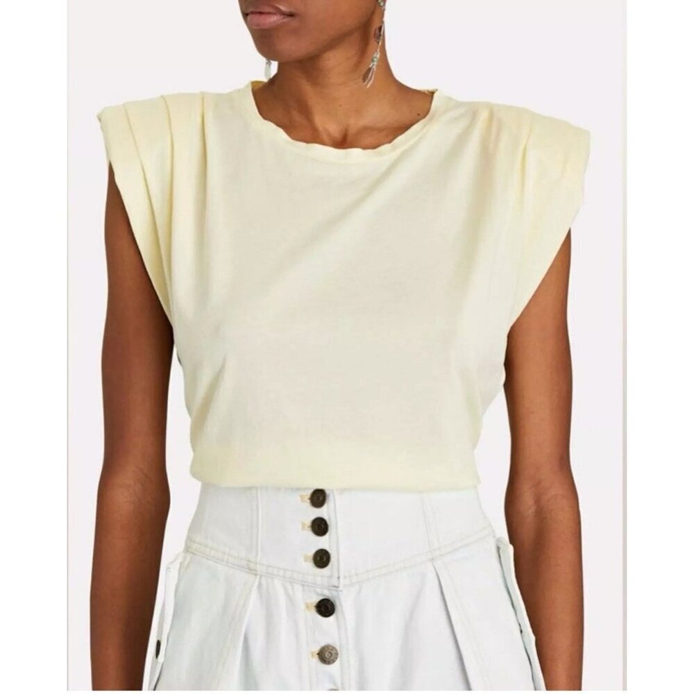 St. Roche Women’s Echo Padded Shoulder Tank/Tee 100% Supima Cotton Yellow XS New